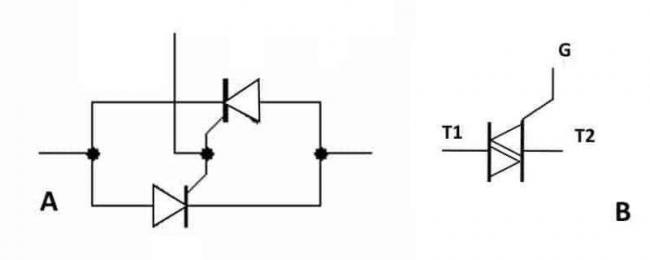 Схема включения 2 тиристоров