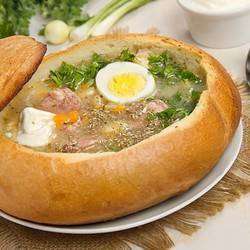 Польский суп журек в хлебе